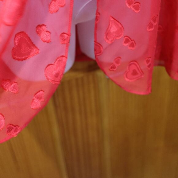 Inner Most Vintage Red Heart Chemise Lingerie Feather Trim Medium - Picture 10 of 13